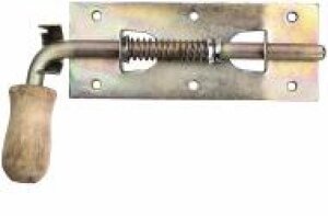 Гаражний засув №1 з дерев'яною ручкою жовтий 200 мм