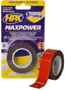 Двостороння клейка стрічка HPX Maxpower Outdoor 25 мм x 1,5 м OT