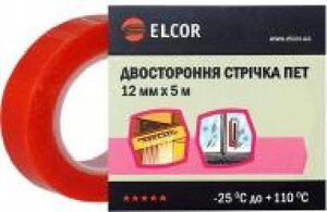 Монтажна двостороння стрічка Елкор прозора 12 мм х 5 м TRPET1