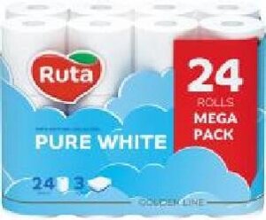 Туалетная бумага Ruta Pure White 24рул 3ш білий трехслойная 24 ш