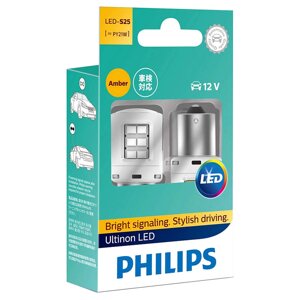 Автолампа діоди philips 11498ULAX2 PY21W LED 12V + smart canbus X2 amber