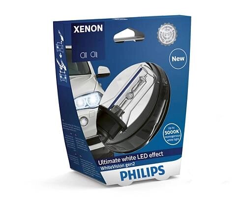 Автолампа ксенон PHILIPS 42403WHV2S1 D3S 42V 35W PK32d-5 WhiteVision gen2 5000K від компанії інтернет-магазин "БИТПРОМТОРГ" - фото 1