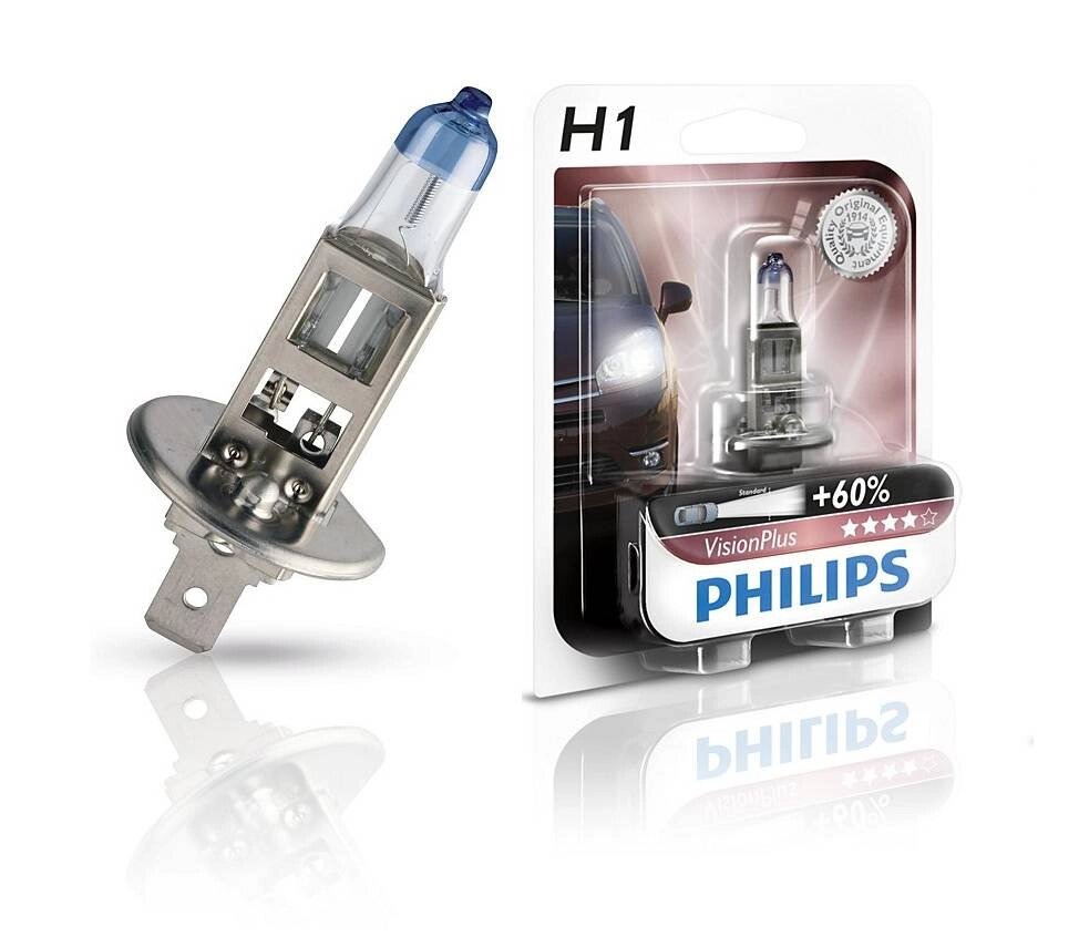 Автолампа PHILIPS 12258VPB1 H1 55W 12V P14,5s VisionPlus від компанії інтернет-магазин "БИТПРОМТОРГ" - фото 1