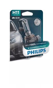 Автолампа philips 12362XVPB1 H11 55W 12V PGJ19-2 X-treme vision pro +150%