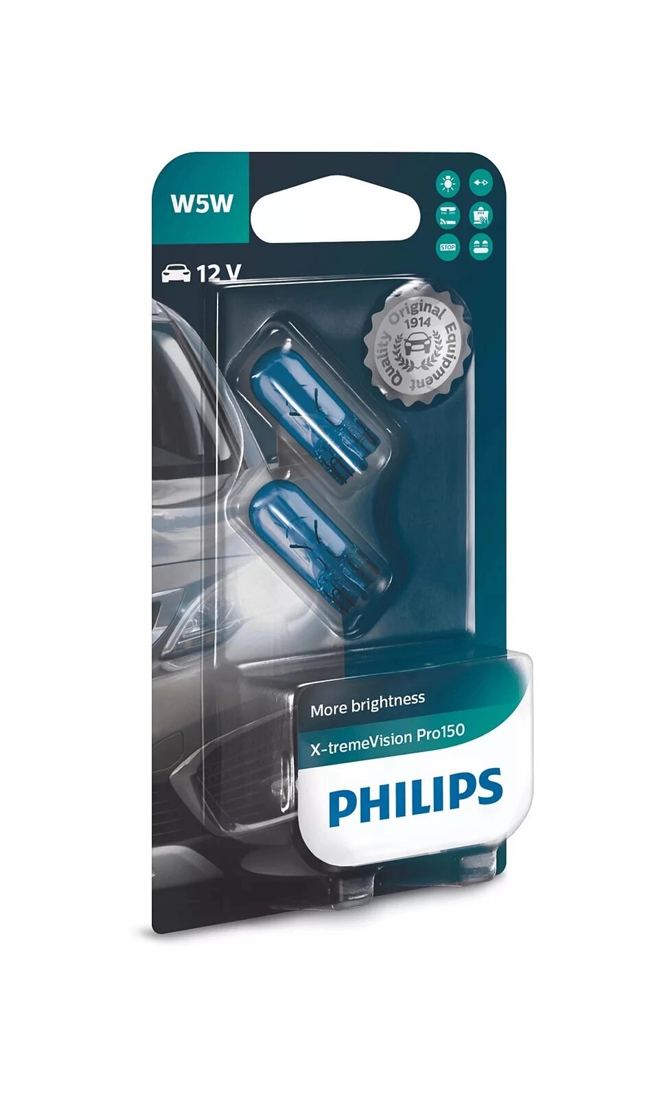 Автолампа Philips 12961XVPB2 W5W 12V W2.1X9.5d X-tremeVision Pro150 +150% 2шт/блістер від компанії інтернет-магазин "БИТПРОМТОРГ" - фото 1