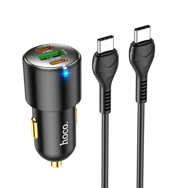 Автомобільний зарядний пристрій Hoco NZ6 USB/2Type-C 45W 3.0A + кабель Type-C to Type-C від компанії інтернет-магазин "БИТПРОМТОРГ" - фото 1