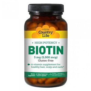 Біотин Country Life High Potency Biotin 5 mg 120 Caps