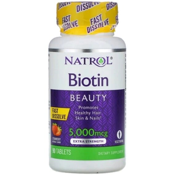 Біотин Natrol Biotin 5000 mcg 90 Tabs Strawberry NTL-06323 від компанії інтернет-магазин "БИТПРОМТОРГ" - фото 1