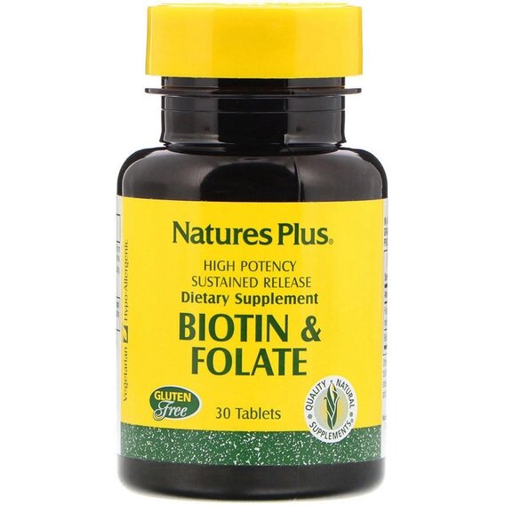 Біотин Nature's Plus Biotin & Folate 30 Tabs NTP1792 від компанії інтернет-магазин "БИТПРОМТОРГ" - фото 1