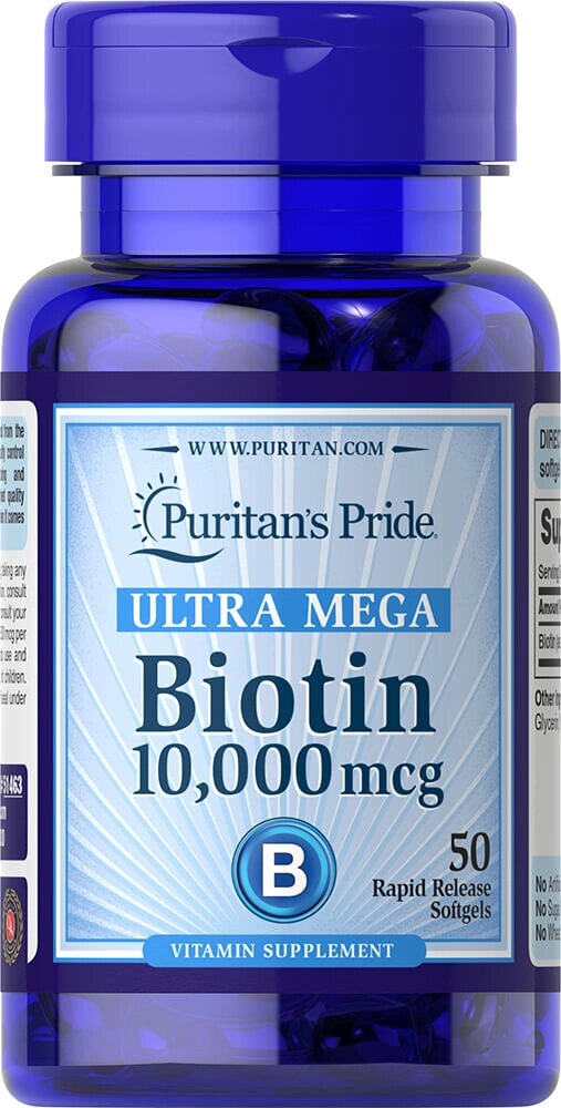 Біотин Puritans Pride 10 000 мкг 50 капсул (31180) від компанії інтернет-магазин "БИТПРОМТОРГ" - фото 1