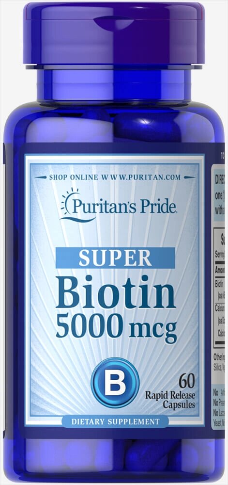 Біотин Puritans Pride 5000 мкг 60 капсул (31099) від компанії інтернет-магазин "БИТПРОМТОРГ" - фото 1