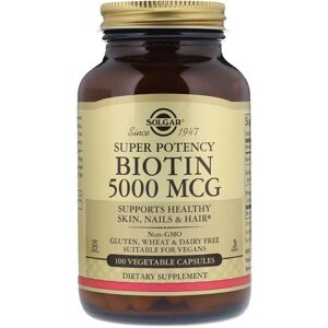 Біотин Solgar Biotin 5000 mcg 100 Veg Caps SOL-00314