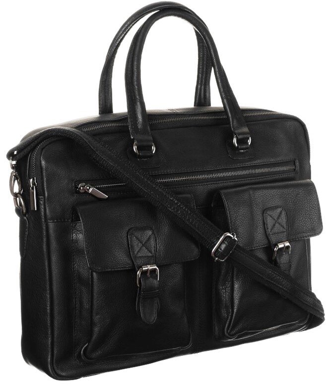 Чоловіча шкіряна сумка-портфель для ноутбука 14 дюймів Always Wild LAP15602NDM Чорна від компанії інтернет-магазин "БИТПРОМТОРГ" - фото 1