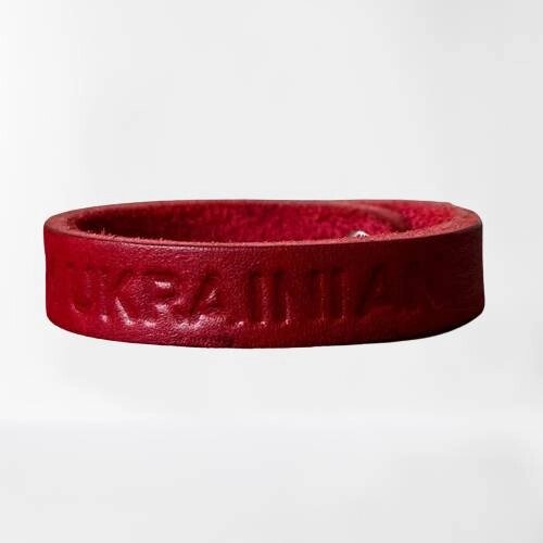 Чоловічий браслет із натуральної шкіри Real Belts I'm Ukrainian Червоний (IMUKRBT3) від компанії інтернет-магазин "БИТПРОМТОРГ" - фото 1