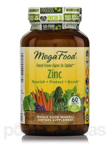 Цинк у таблетках, MegaFood, Zinc, 60 таблетки (3988)