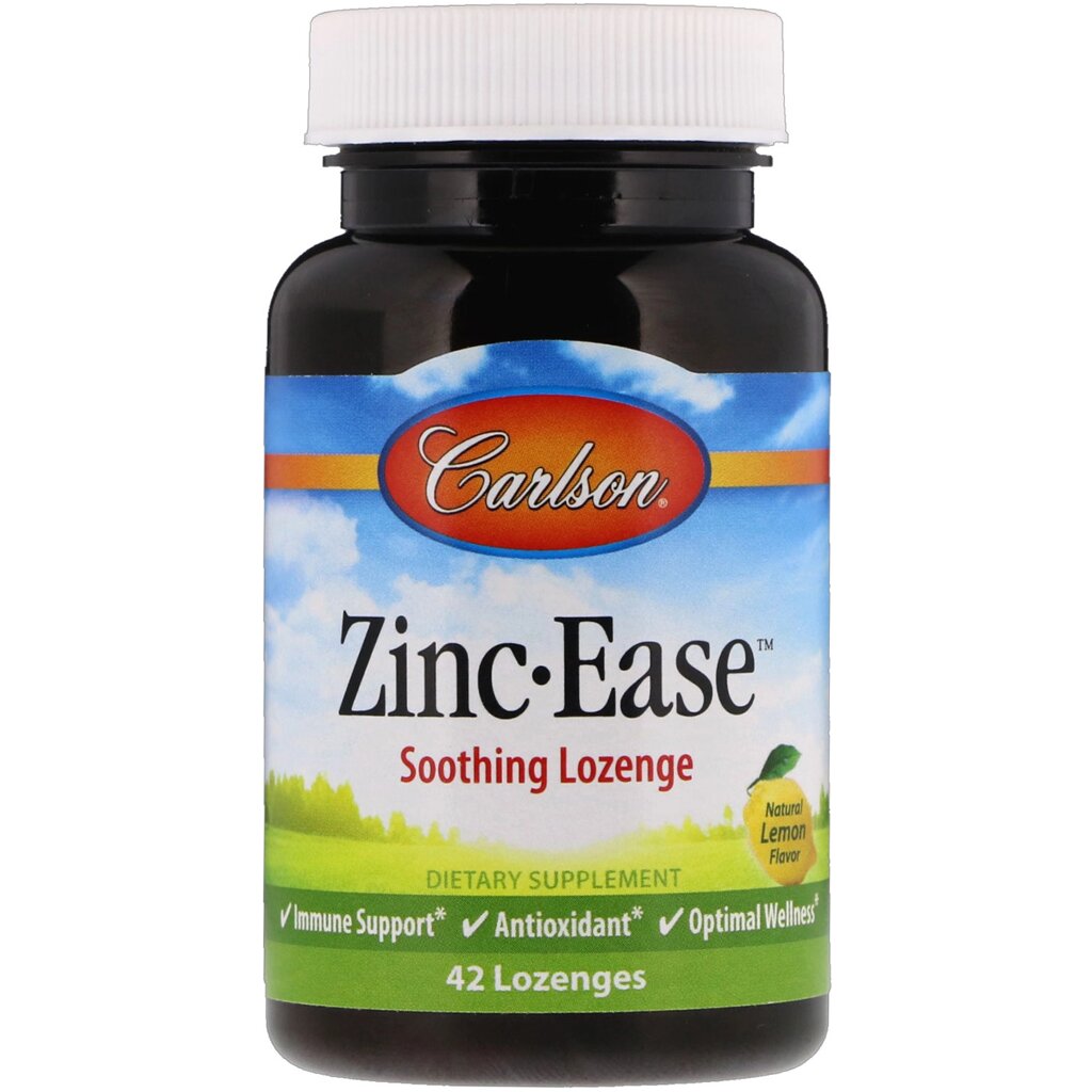 Цинк, Zinc, Carlson Labs, смак лимона, заспокійливий, 42 льодяники від компанії інтернет-магазин "БИТПРОМТОРГ" - фото 1