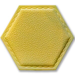 Декоративний самоклеючий шестикутник під шкіру темно-жовтий 200x230мм (1101)