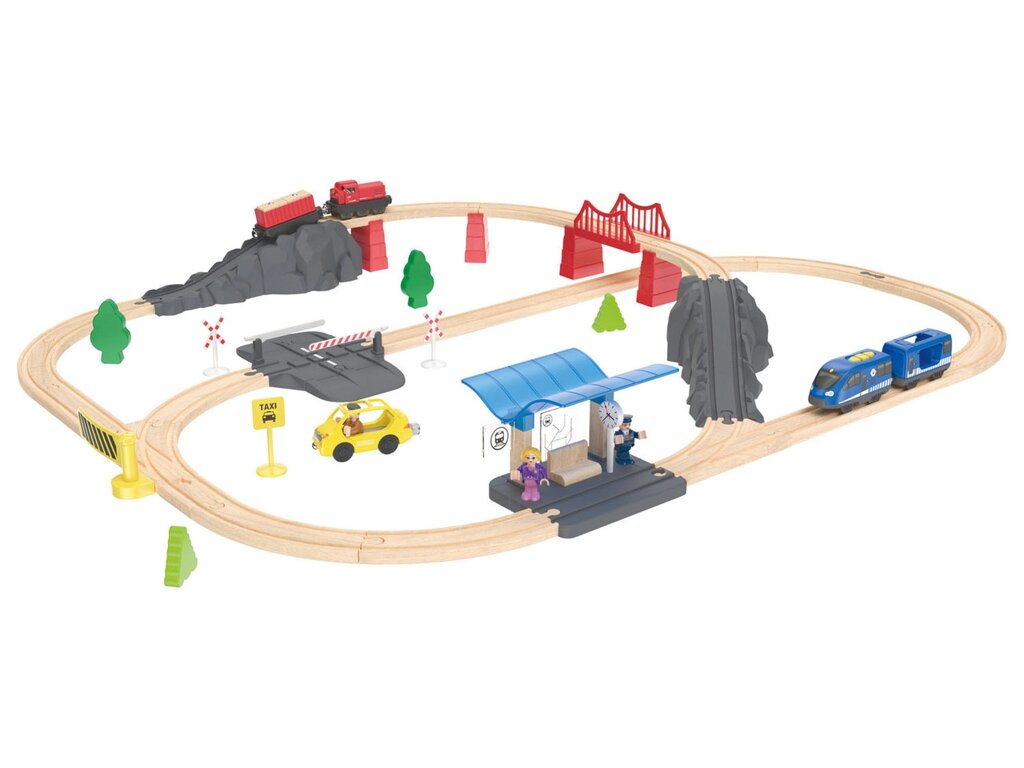 Дерев'яна залізниця PlayTive Junior 56 ел. Німеччина (Brio, Hape, Viga Toys, Ikea) НОВИНКА 2021 р. від компанії інтернет-магазин "БИТПРОМТОРГ" - фото 1
