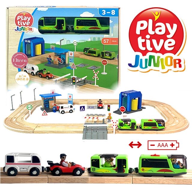 Дерев'яна залізниця PlayTive Junior "Автобан" 57 деталей Німеччина Ikea Lillabo від компанії інтернет-магазин "БИТПРОМТОРГ" - фото 1