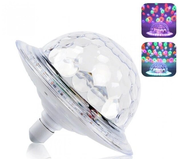 Диско куля в патрон LED UFO Bluetooth Crystal Magic Ball E27 0926, 30 світлодіодів від компанії інтернет-магазин "БИТПРОМТОРГ" - фото 1