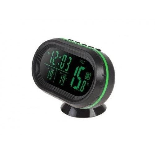Годинник термометр вольтметр автомобільний VST 7009V Чорний із зеленим (008099) від компанії інтернет-магазин "БИТПРОМТОРГ" - фото 1