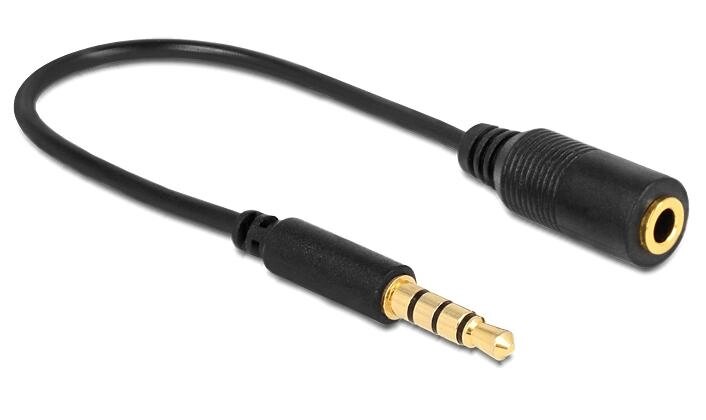 Кабель аудіо-адаптер Delock Jack 3.5mm 4pin M/F (L-R-Mic-Gnd) на (L-R-Gnd-Mic) чорний (70.06.2498) від компанії інтернет-магазин "БИТПРОМТОРГ" - фото 1