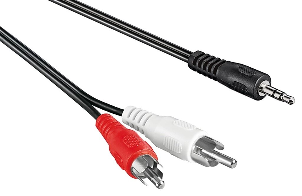 Кабель аудіо-адаптер Goobay Jack 3.5mm 3pin-RCAx2 M/M  1.5m плаский AWG29 Nickel чорний (75.05.0018) від компанії інтернет-магазин "БИТПРОМТОРГ" - фото 1