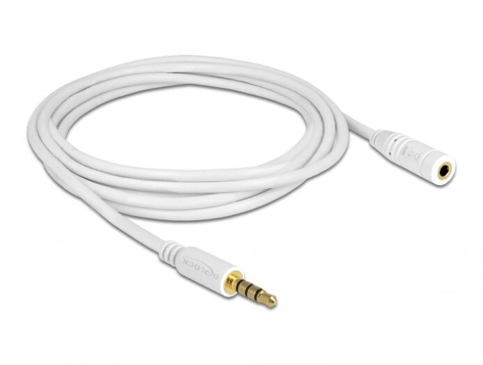 Кабель аудіо-подовжувач Delock Jack 3.5mm 4pin M/F  2.0m AWG24 AUX Gold білий (70.08.4482) від компанії інтернет-магазин "БИТПРОМТОРГ" - фото 1