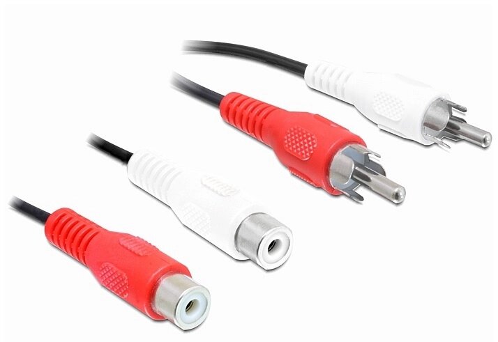 Кабель аудіо-подовжувач Delock RCA 2x2 M/F  5.0m AWG28 Red/White чорний (70.08.4005) від компанії інтернет-магазин "БИТПРОМТОРГ" - фото 1