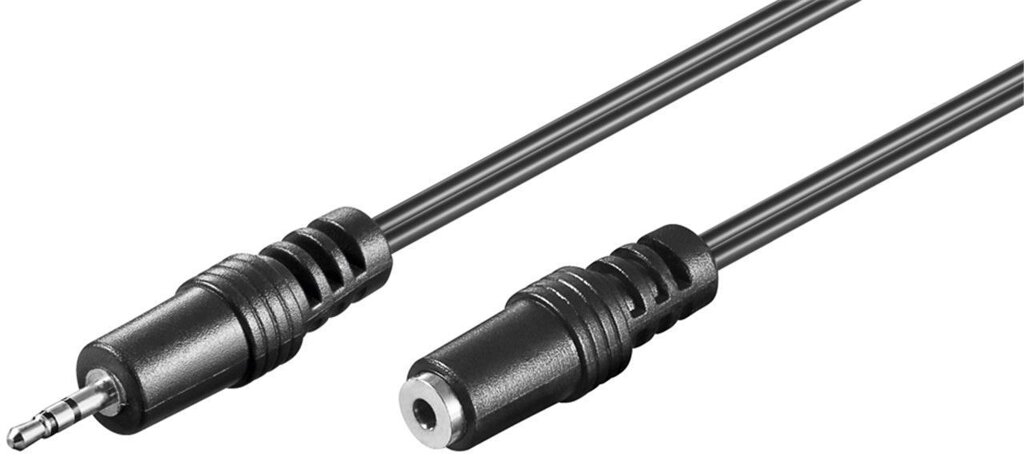 Кабель аудіо-подовжувач Goobay Jack 2.5mm 3pin M/F 2.0m Flat AWG29 D=2*2.6mm чорний (75.05.0458) від компанії інтернет-магазин "БИТПРОМТОРГ" - фото 1