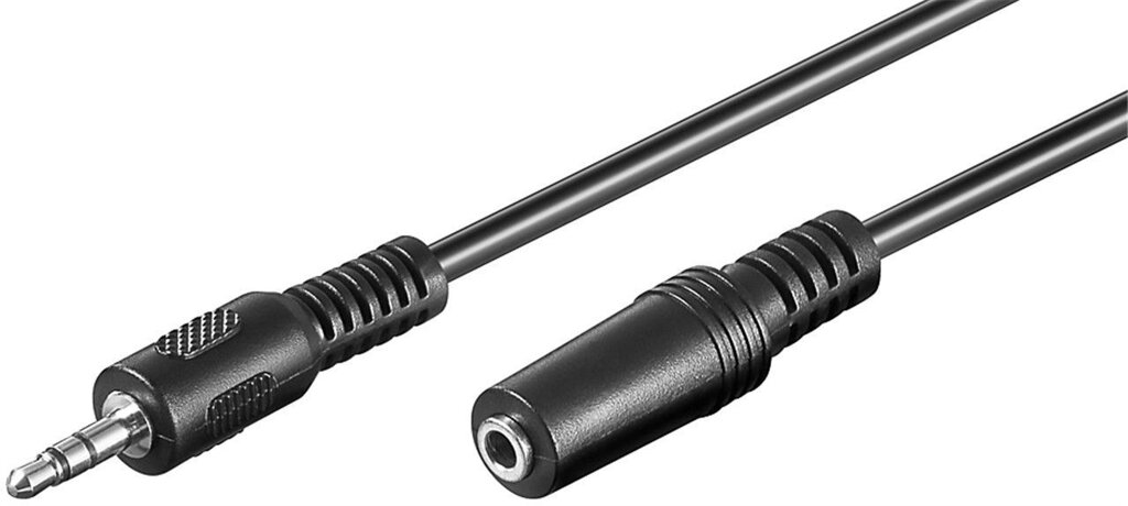 Кабель аудіо-подовжувач Goobay Jack 3.5mm 3pin M/F 10.0m Round Nickel D=4.0mm AUX чорний (75.05.0935) від компанії інтернет-магазин "БИТПРОМТОРГ" - фото 1