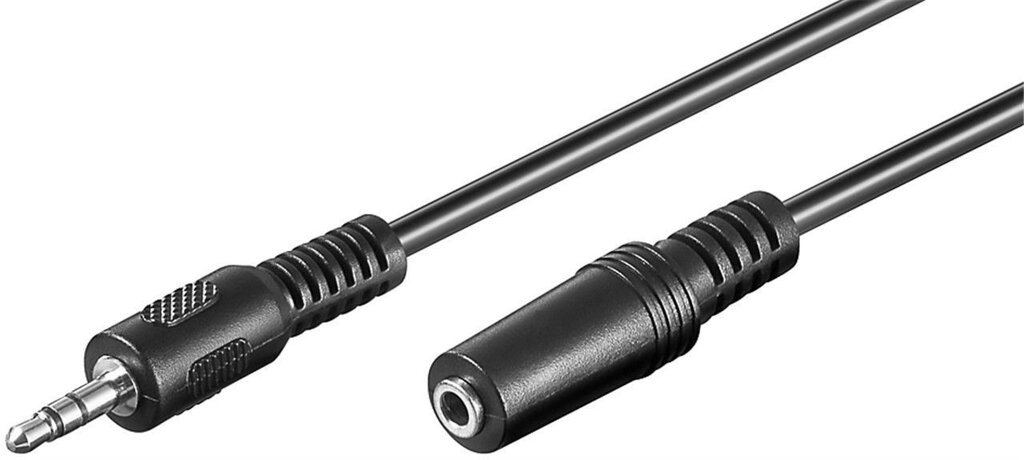 Кабель аудіо-подовжувач Goobay Jack 3.5mm 3pin M/F  3.0m Round Nickel D=4.0mm AUX Stereo чорний (75.05.0432) від компанії інтернет-магазин "БИТПРОМТОРГ" - фото 1