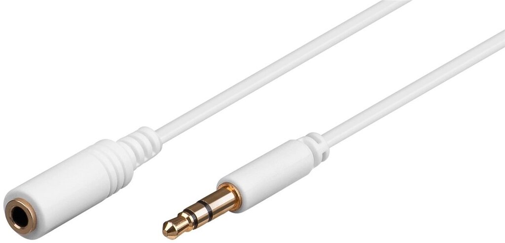 Кабель аудіо-подовжувач Goobay Jack 3.5mm 3pin M/F  5.0m Gold D=4.0mm AWG28 AUX Cu білий (75.09.7123) від компанії інтернет-магазин "БИТПРОМТОРГ" - фото 1