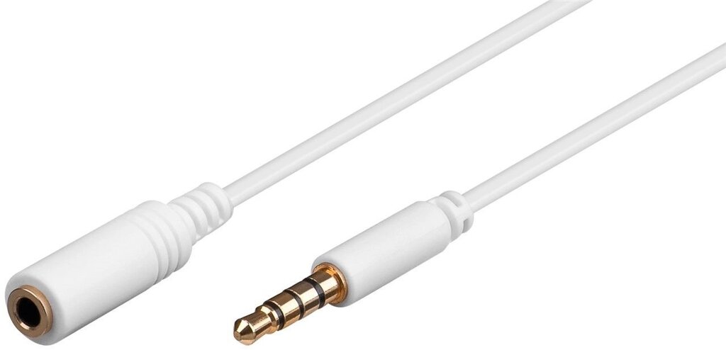 Кабель аудіо-подовжувач Goobay Jack 3.5mm 4pin M/F  1.0m 1:1 AWG28 AUX Gold Cu білий (75.06.2360) від компанії інтернет-магазин "БИТПРОМТОРГ" - фото 1