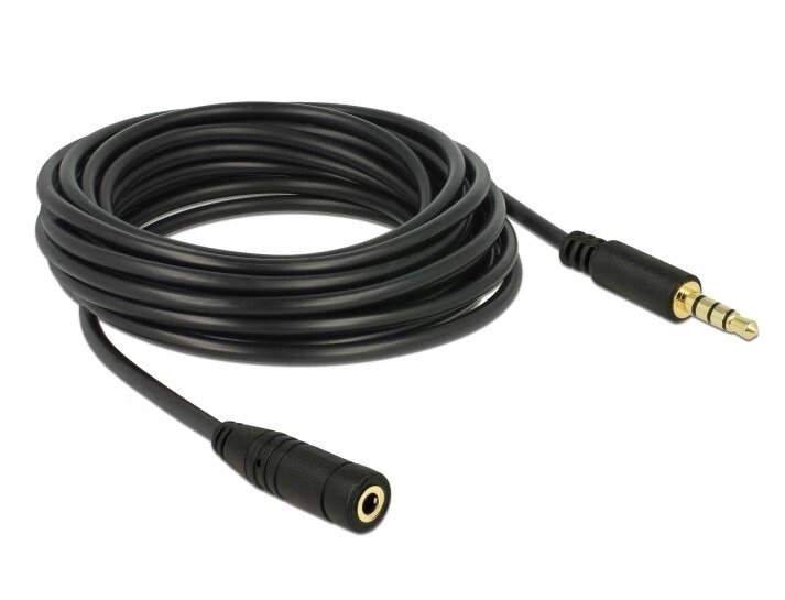 Кабель аудіо-подовжувач Goobay Jack 3.5mm 4pin M/F  5.0m Shielded AWG28 Gold Cu чорний (75.06.2481) від компанії інтернет-магазин "БИТПРОМТОРГ" - фото 1