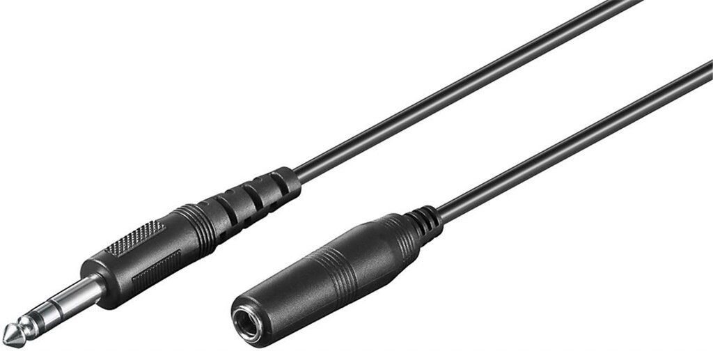 Кабель аудіо-подовжувач Goobay Jack 6.3mm M/F  5.0m Stereo AUX чорний (75.03.3757) від компанії інтернет-магазин "БИТПРОМТОРГ" - фото 1