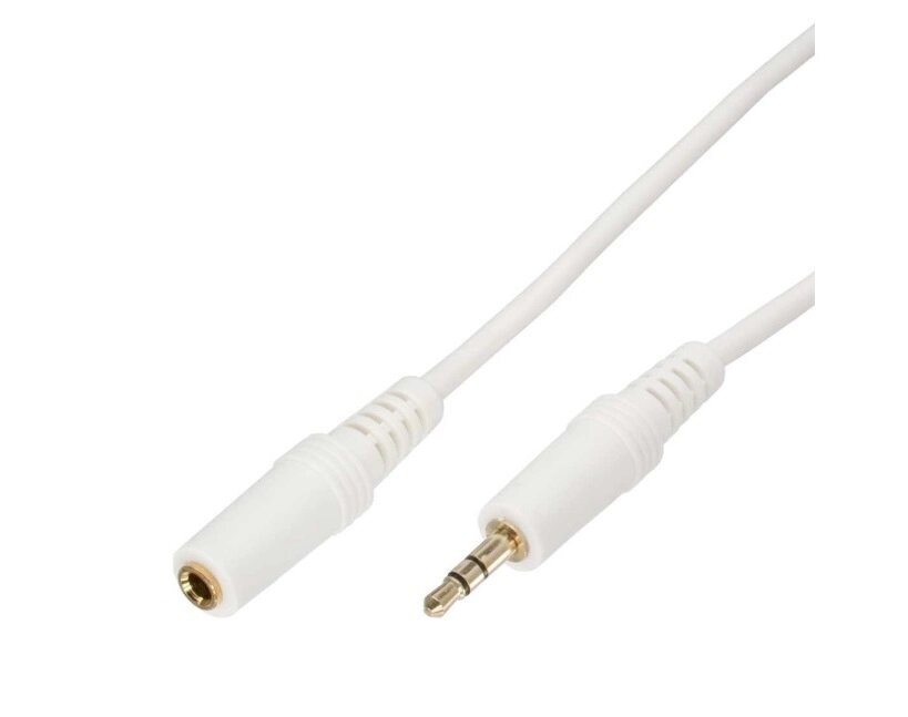 Кабель аудіо-подовжувач Lucom Jack 3.5mm 3pin M/F  1.0m Stereo AUX D=4.0mm Gold білий (25.02.5159) від компанії інтернет-магазин "БИТПРОМТОРГ" - фото 1