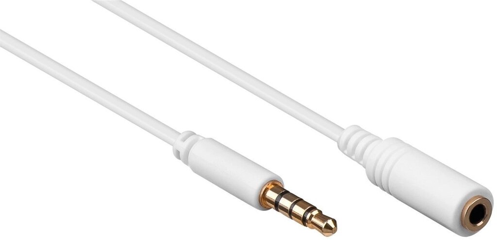 Кабель аудіо-подовжувач Lucom Jack 3.5mm 4pin M/F  3.0m Stereo 1:1 AUX Gold Cu білий (25.02.5118) від компанії інтернет-магазин "БИТПРОМТОРГ" - фото 1