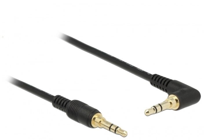 Кабель аудіо-сигнальний Delock Jack 3.5mm 3pin M/M  0.5m 90° Stereo AWG24 AUX Ring Gold чорний (70.08.5564) від компанії інтернет-магазин "БИТПРОМТОРГ" - фото 1