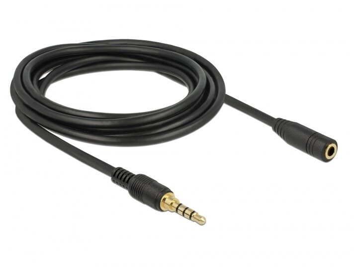 Кабель аудіо-сигнальний Delock Jack 3.5mm 4pin M/F  3.0m Long 1:1 AWG24 AUX Gold чорний (70.08.5633) від компанії інтернет-магазин "БИТПРОМТОРГ" - фото 1