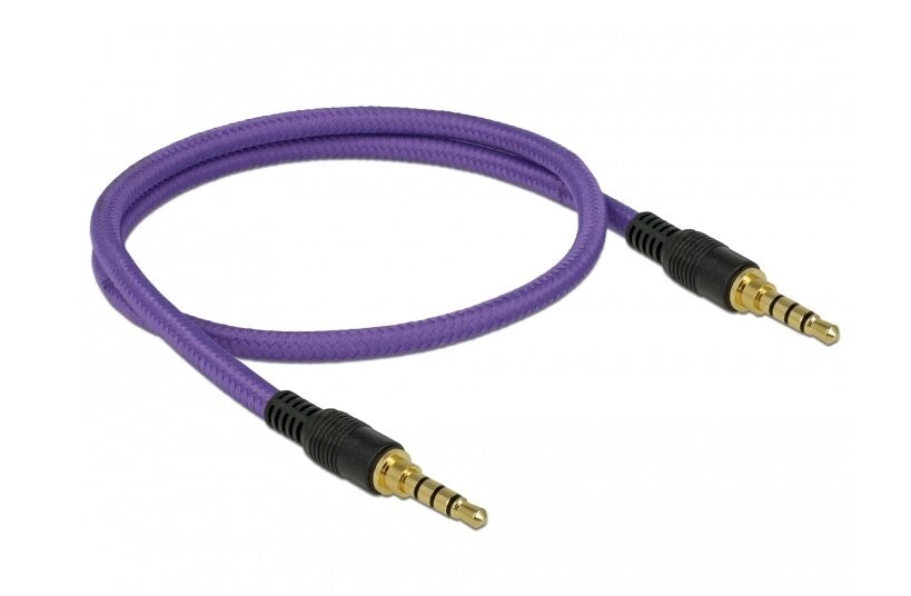 Кабель аудіо-сигнальний Delock Jack 3.5mm 4pin M/M  0.5m Long 1:1 AWG24 AUX Gold фіолетовий (70.08.5593) від компанії інтернет-магазин "БИТПРОМТОРГ" - фото 1