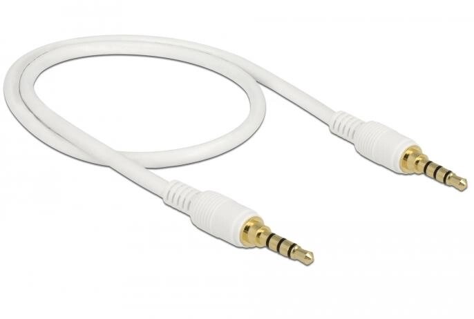 Кабель аудіо-сигнальний Delock Jack 3.5mm 4pin M/M  0.5m Long AWG24 1:1 AUX Gold білий (70.08.5594) від компанії інтернет-магазин "БИТПРОМТОРГ" - фото 1