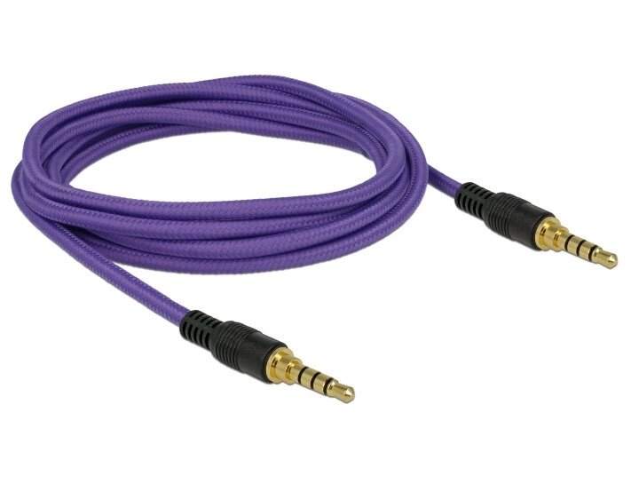 Кабель аудіо-сигнальний Delock Jack 3.5mm 4pin M/M  2.0m Long 1:1 AWG24 AUX Gold фіолетовий (70.08.5599) від компанії інтернет-магазин "БИТПРОМТОРГ" - фото 1