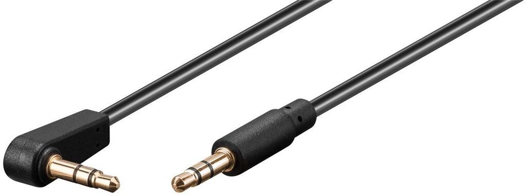 Кабель аудіо-сигнальний Goobay Jack 3.5mm 3pin M/M  1.0m 90° Shield AWG28 D=2.6mm AUX Cu чорний (75.06.7783) від компанії інтернет-магазин "БИТПРОМТОРГ" - фото 1