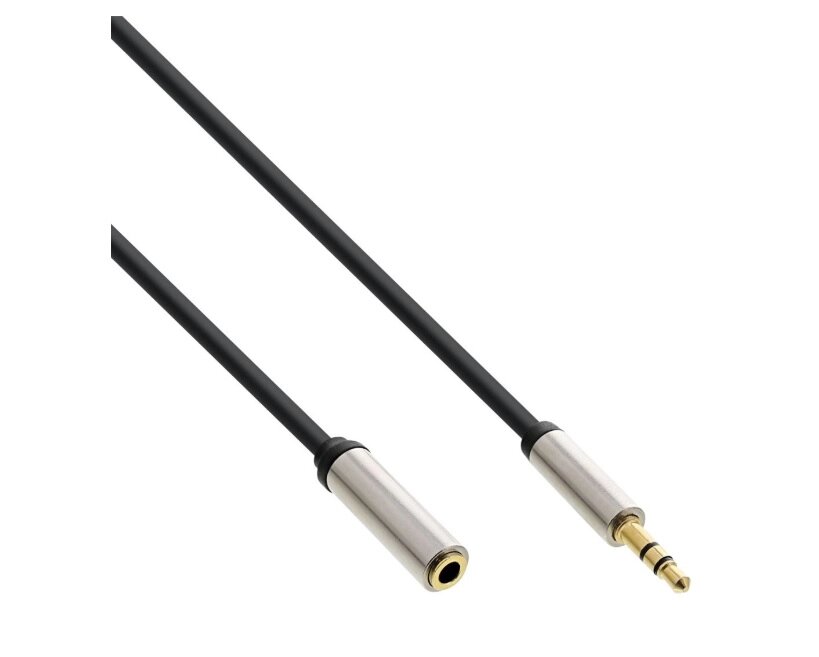 Кабель аудіо-сигнальний InLine Jack 3.5mm 3pin M/F  0.5m Slim Shielded Metal Gold Cu чорний (77.09.9234) від компанії інтернет-магазин "БИТПРОМТОРГ" - фото 1