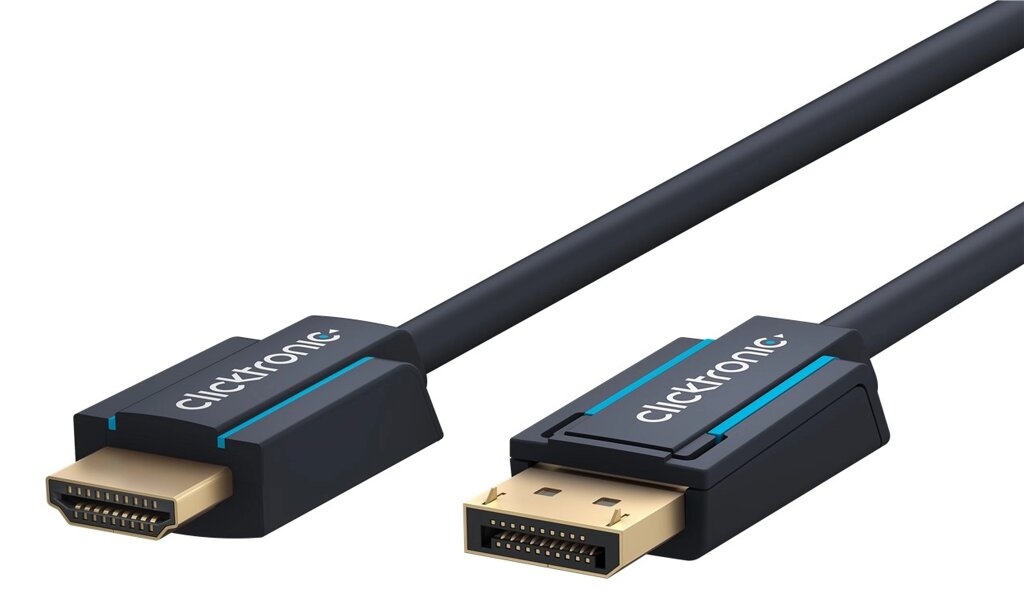 Кабель ClickTronic DisplayPort-HDMI M/M 3.0m v1.2 4K@60Hz D=7.3mm Casual OFC Синій (75.04.4925) від компанії інтернет-магазин "БИТПРОМТОРГ" - фото 1