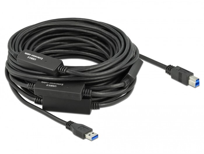 Кабель Delock USB3.0 A-B M/M 20.0m Active v3.2Gen1 AWG24+28 D=5.5mm Чорний (70.08.5382) від компанії інтернет-магазин "БИТПРОМТОРГ" - фото 1