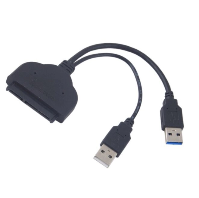 Кабель Lucom USB3.0 A-SATA 22p адаптер HDD 2xYpower 0.15m 5Gbps Чорний (62.09.8310) від компанії інтернет-магазин "БИТПРОМТОРГ" - фото 1