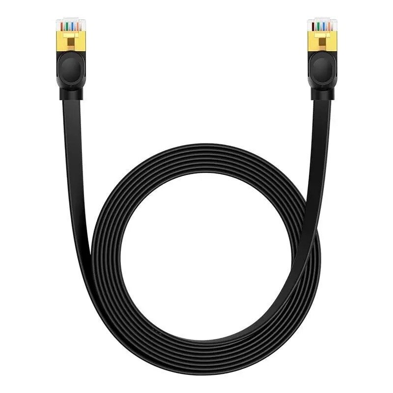 Кабель мережевий RJ45 Baseus CAT7 B00133207111-04 RJ45 плаский 5 м Black від компанії інтернет-магазин "БИТПРОМТОРГ" - фото 1