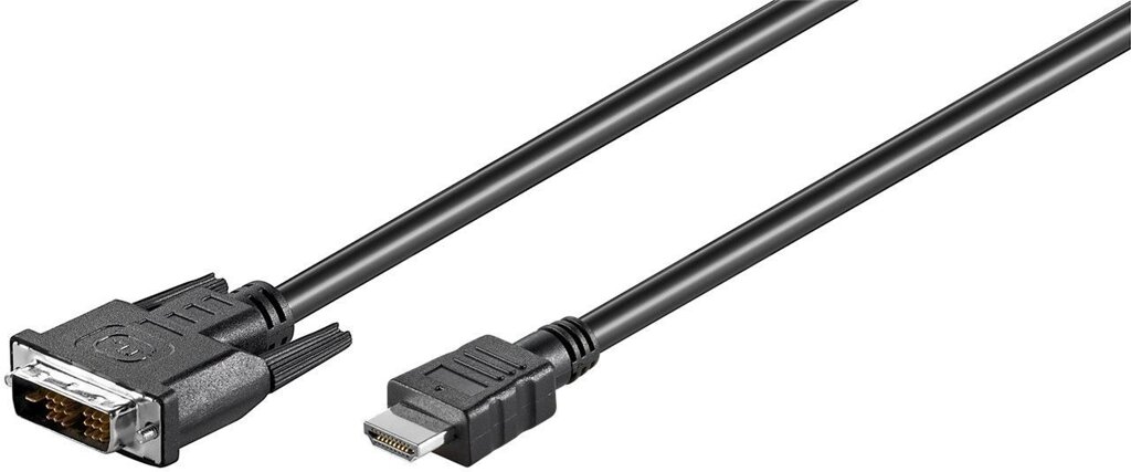 Кабель монітора-адаптер Goobay HDMI-DVI M/M  1.0m 18+1 D=5.5mm Nickel чорний (75.05.0579) від компанії інтернет-магазин "БИТПРОМТОРГ" - фото 1